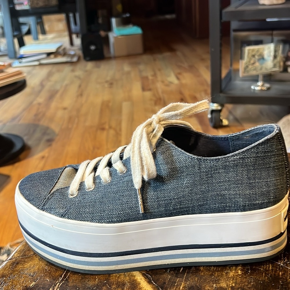 Michael Kors Women’s Ronnie Platform Sneakers Blue Denim Sz 7.5,  Indigo - Picture 9 of 16
